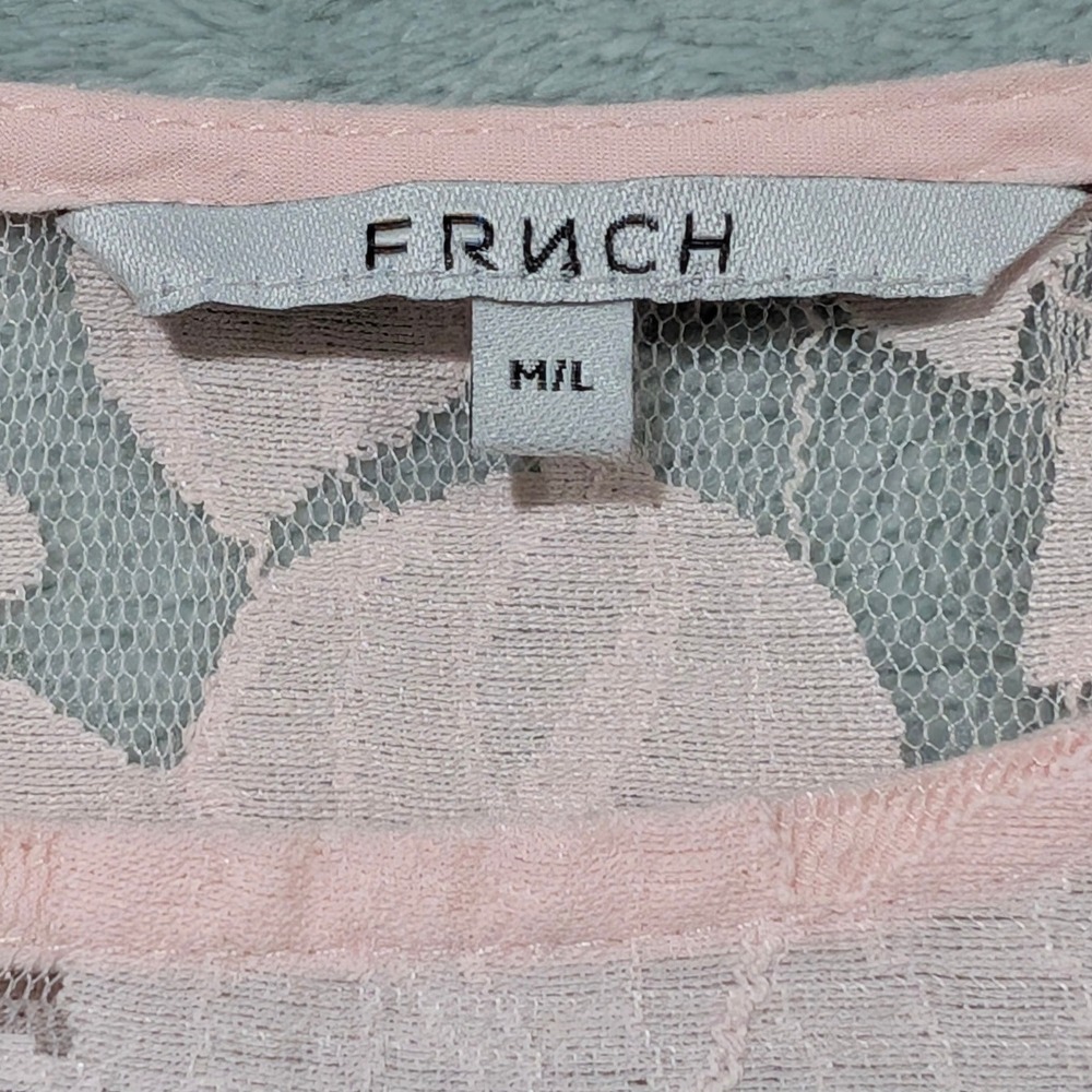 FRNCH Pink Floral Lace Peplum Top with Camisole Lining Set Size M/L Fairy Ballet - Picture 6 of 11